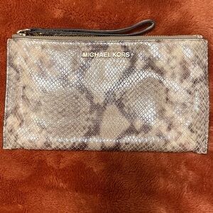 Michael Kors Beige Snake Print Wristlet